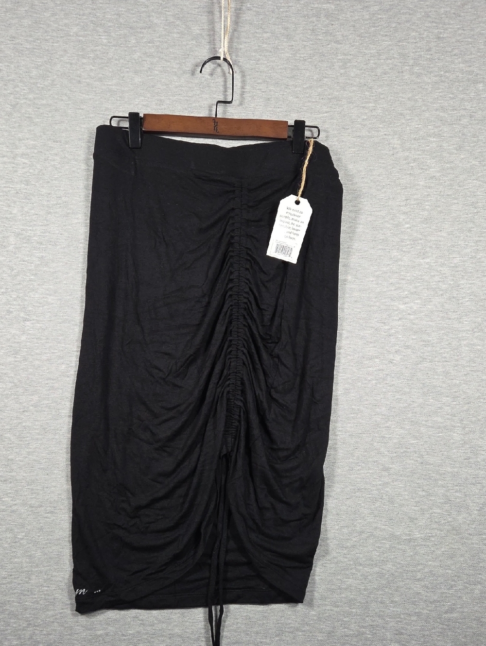 Women's Black Ruched Midi Skirt - Classic Pencil Style